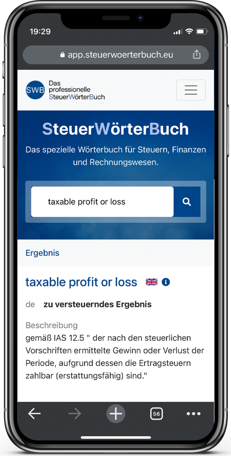 steuerwörterbuch taxable profit loss